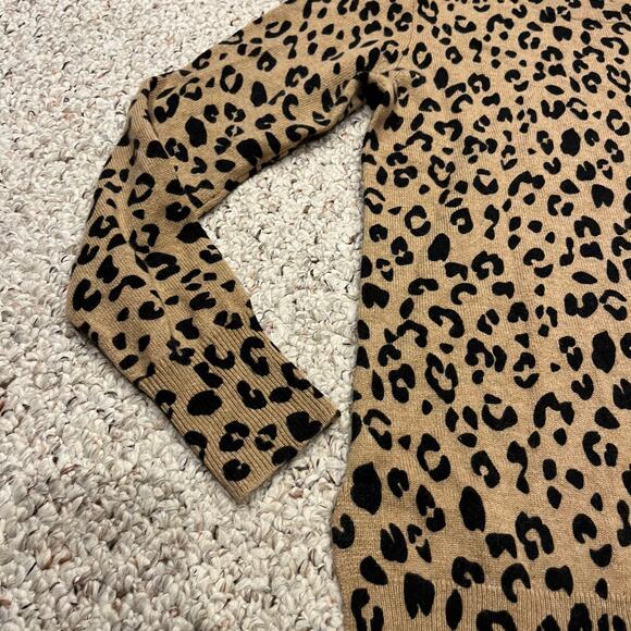 J Crew 100% Cashmere Leopard Print Sweater Sz S Preppy Quiet Luxury Animal - Picture 2 of 7